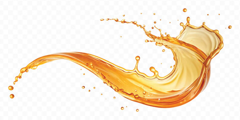 realistic fresh liquid honey or oil splash with drops  in curve style isolated on transparent background © MDShafaat