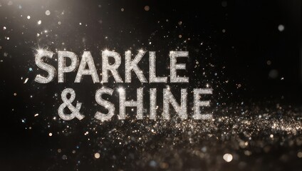 Sparkle and Shine glittering text effect with glowing particles on a dark background.