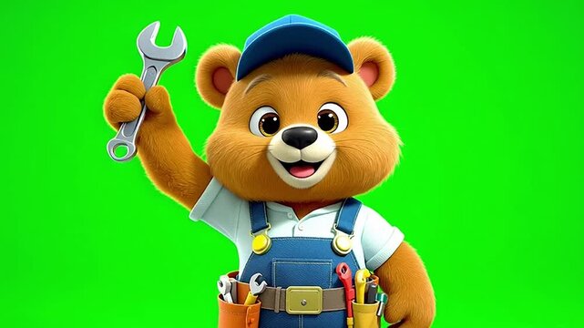 Friendly cartoon bear mechanic mascot with a wrench, ready to enhance and improve services, representing reliable and efficient repair solutions