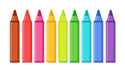 Colorful crayons arranged in a row, a vibrant vector illustration of creativity and art supplies