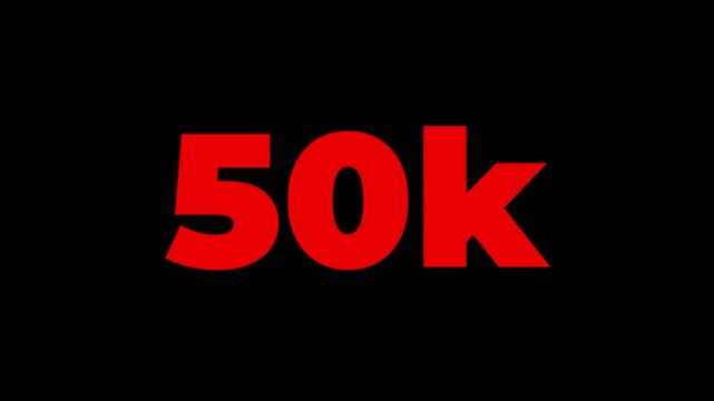 abstract 100K text animation. 100k Followers Celebration 3d text animation on transparent background.