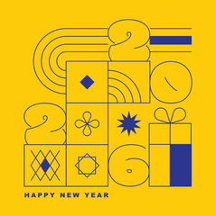 Minimal flat style new year celebration illustration