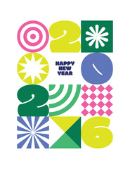Modern flat art design for New Year 2026