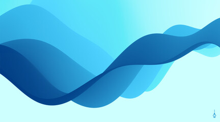 Fototapeta premium Blue abstract ocean seascape. Sea surface. Realistic landscape with waves. Nature background. Cover design template. 3d vector illustration for banner, flyer, poster or brochure.