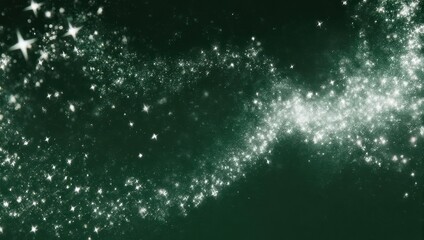 Sparkling Star Dust Trail on a Dark Green Background.