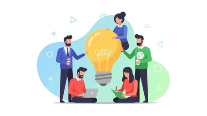 vector man and woman in office teamwork illustration icon