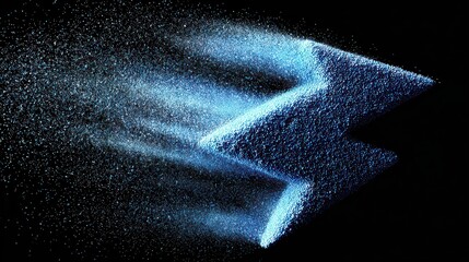 Abstract Digital Particles Formation in Arrow Shapes Against Dark Background