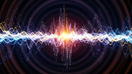 Vibrant sound wave visualization with radiant energy