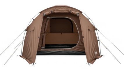 Brown camping tent isolated on transparent background
