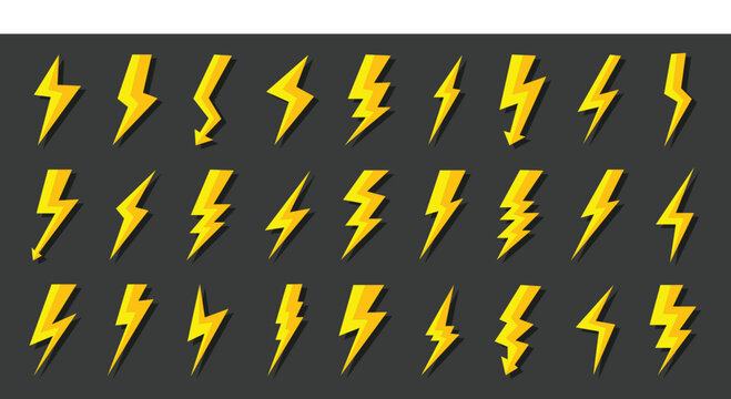 thunder bolt flash icon, flash lightning bolt icon - Electric power icon symbol - Power energy icon sign in filled, thin, line, outline and stroke style for apps and website