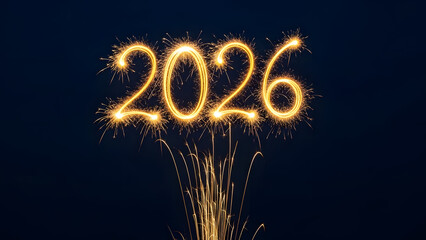 Happy new year 2026 celebration with sparkling fireworks