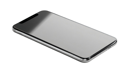 sleek modern smartphone with blank reflective screen stainless frame minimalist mobile technology device isolated on white background