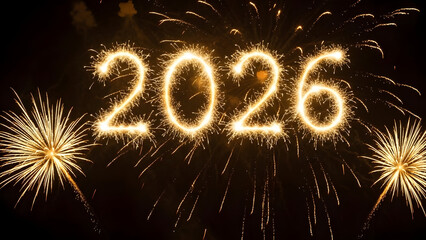 Happy new year 2026 celebration with fireworks
