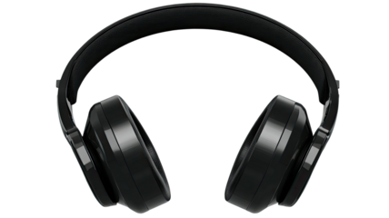 Modern stereo DJ headphones with a built-in microphone and black studio earphone cushions isolated on a white background for professional audio technology and music entertainment equipment
