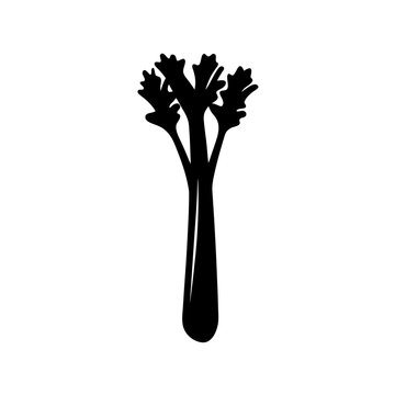 Black silhouette of celery stalk