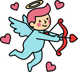 Fototapeta premium Cartoon Cupid Shooting Love Arrow