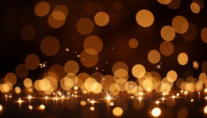 Bokeh lights in warm golden tones on dark background  