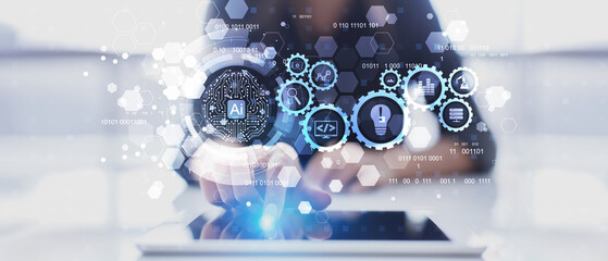 AI-Driven Automation and Innovation Process Illustrated on a Digital Interface.