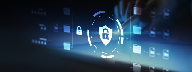 Cybersecurity Data Protection and Secure File Management System Illustrated on Digital Interface.