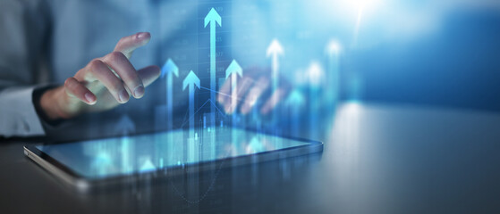 Financial Growth and Business Performance Indicators Displayed on a Digital Screen.