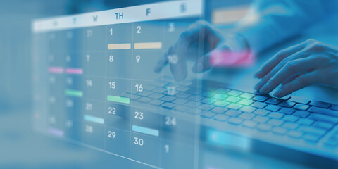 Project Management and Schedule Planning Displayed on a Digital Calendar Interface.