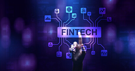 Fintech Financial technology Cryptocurrency investment and digital money. Business concept on virtual screen.