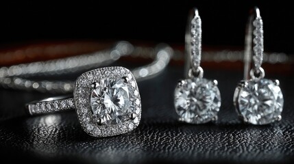 Sparkling diamond jewelry on black velvet, luxury, elegance, and fine detail photography.