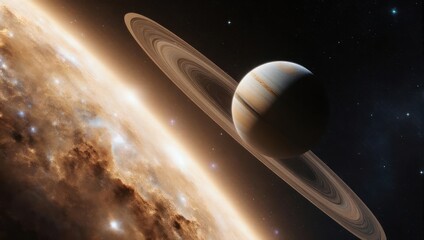 Stunning View of a Saturn Like Planet in Deep Space.