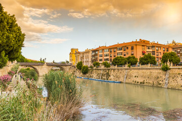 Fototapeta premium Colorful sunset over the Segura river in Murcia, Spain