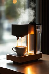 Brewing coffee delight modern kitchen beverage preparation cozy home close-up view art of coffee making