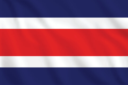 3d illustration waving flag of Costa Rica. Vector flag of Costa Rica. Symbol of Costa Rica.
