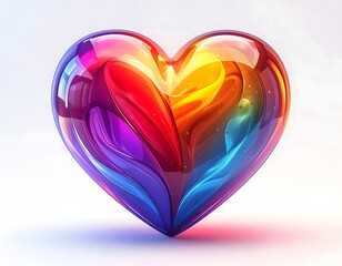 Glass heart showing vibrant rainbow spectrum colors