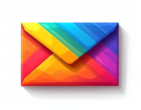 Rainbow colored envelope representing lgbtq plus communication and identity