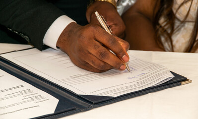 wedding ceremony and signing the papers
