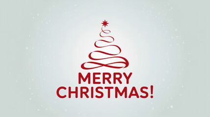 Holiday Greeting : An image showing a holiday message, the words Merry Christmas! accompanied by a red Christmas tree made of a single continuous ribbon.