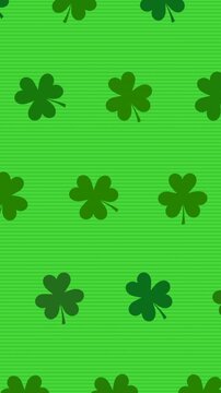 Retro Clover Tiles With Stripes And Playful Repeating Icons, Contrasting Greens And Graphic Texture For Vintage Inspired Seasonal Designs