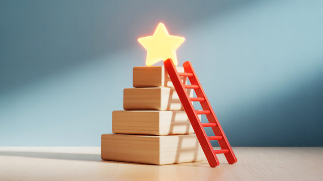 Reaching for the Top: a conceptual depiction shows the aspiration for achievement, and a metaphor for progress, reaching for goals and climbing the corporate ladder