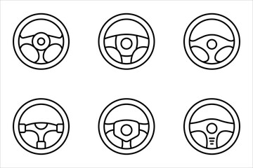 Steering wheel icon set. on white background