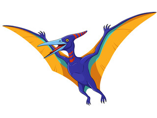 Vibrant Pterodactyl Flying Overhead in Vector Illustration Style © PDWN Creative