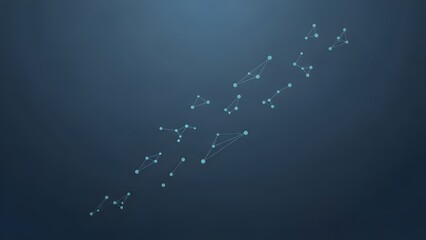 Abstract network connection background with glowing dots and lines on a dark blue gradient.