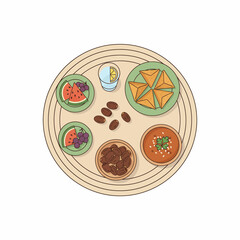 A selection of light and tasty appetizers served for iftar during Ramadan.