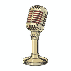 A microphone setup used for podcast recording and audio broadcasting