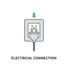 An illustration of an electrical wall socket with directional arrows showing guidance or usage.