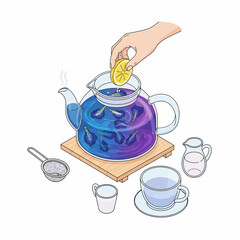 Herbal tea made from butterfly pea flowers with a natural blue color.