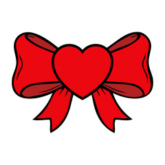 Dibujo sencillo con líneas de corazón con lazo de cinta de regalo para tarjetas y felicitaciones de San Valentín © teracreonte