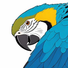 portrait macaw isolated black surface illustration
