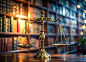 Justice Scales, Law Library Background - Candid Legal Photo