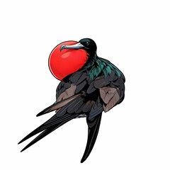 red bellied frigate is sitting nest illustration
