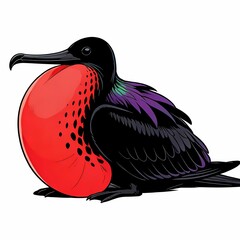 red bellied frigate is sitting nest illustration