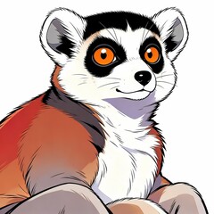 ring tailed lemur looking away illustration